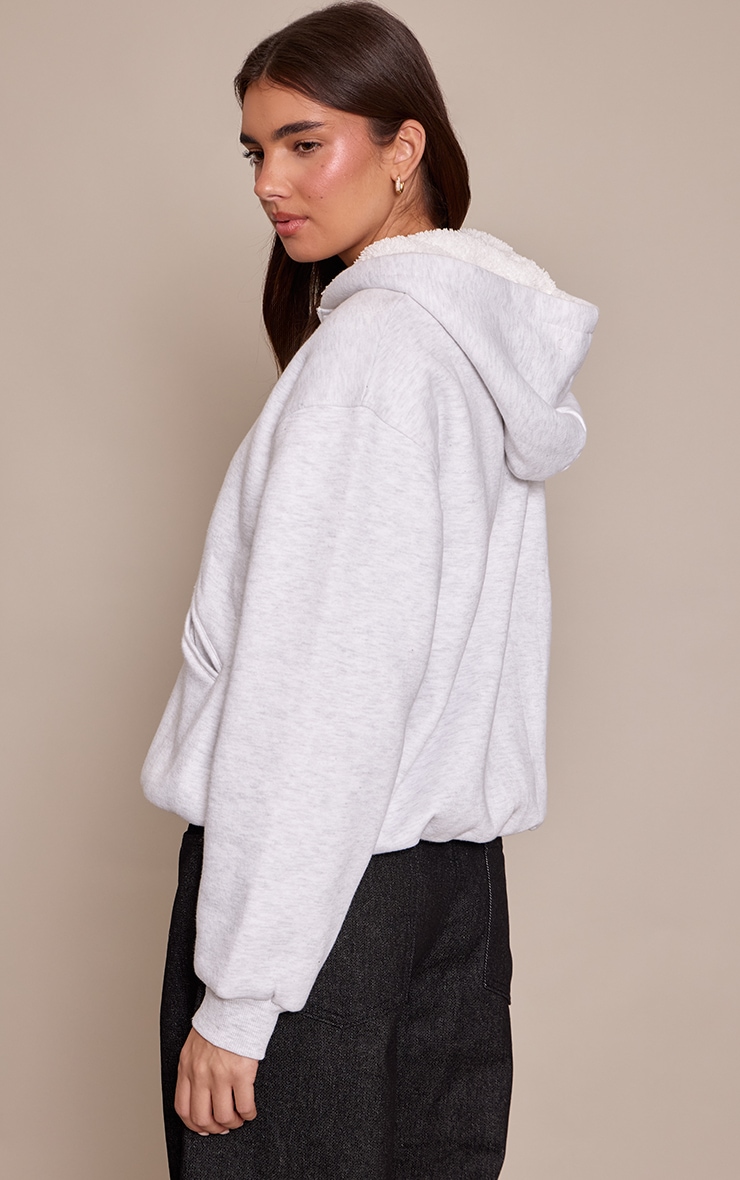 Ash Grey Fleece Lined Zip Up Hoodie image 2