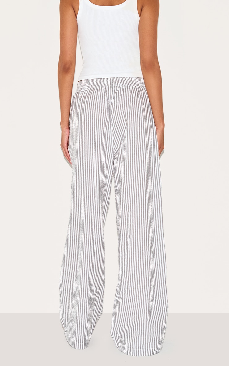 Grey Pinstripe Elasticated Waist Pants image 3