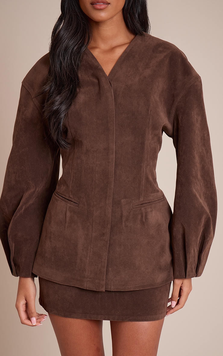 Tall Dark Brown Suede Mini Skirt image 2