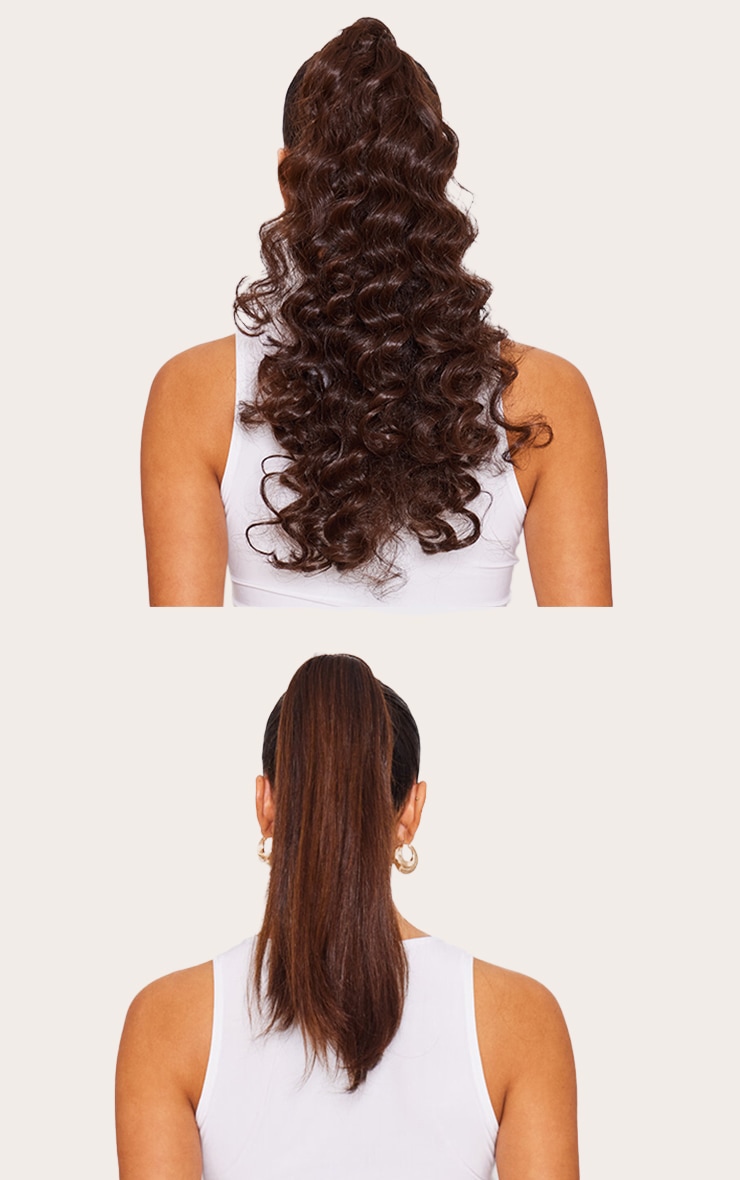 Lullabellz Midi Grande Curly Corkscrew 20" Wraparound Pony Choc Brown image 4