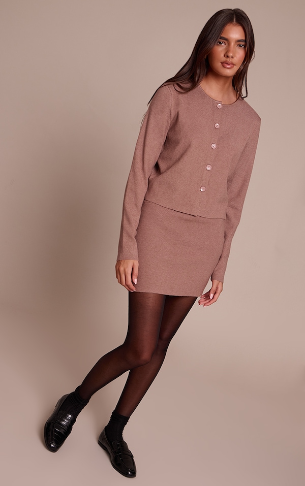 Mocha Compact Knit Mini Skirt