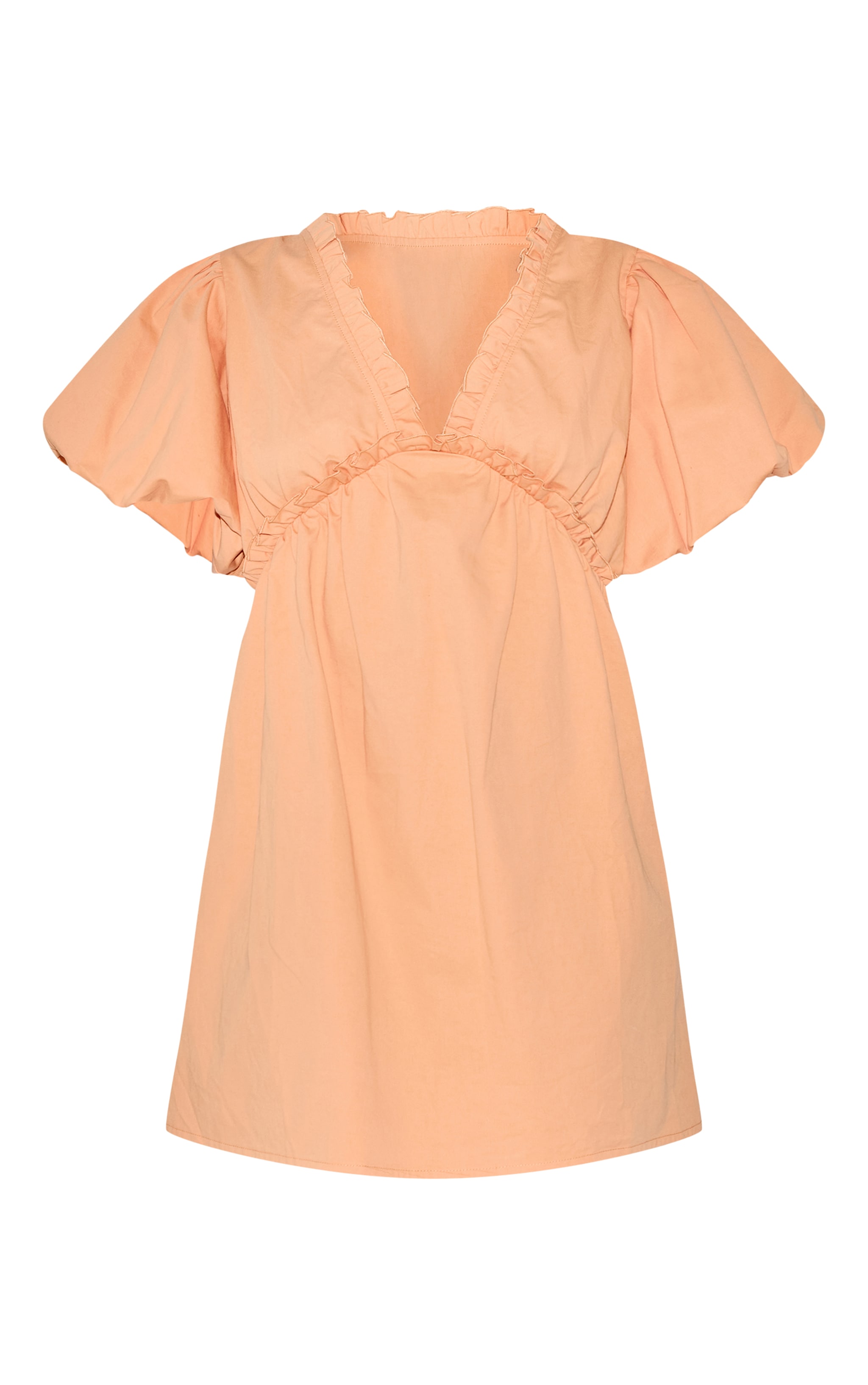 Orange Cotton Gathered A-line Dress image 5
