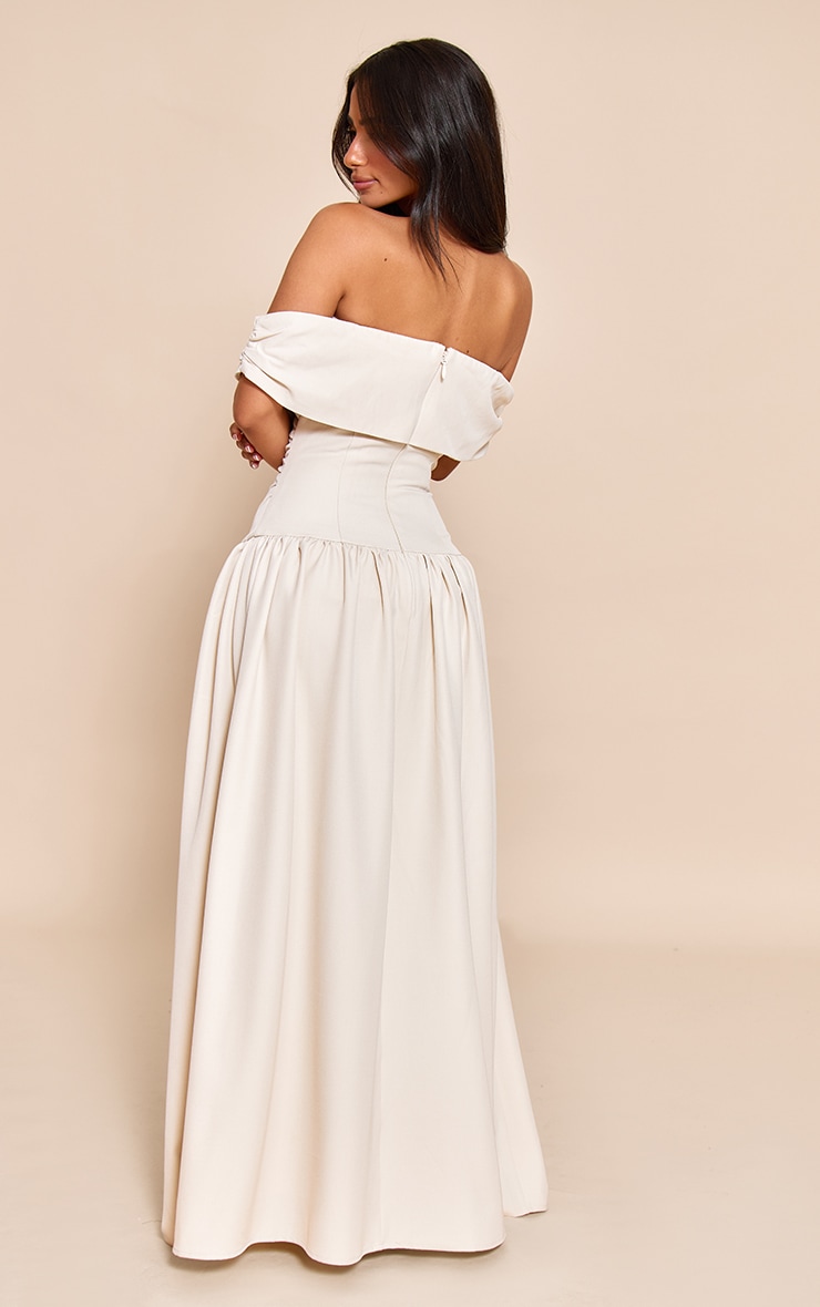 Petite Almond Off Shoulder Pleated Maxi Dress image 2