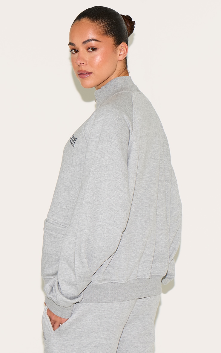  Ash Grey Embroidered Boxy Track Top image 2