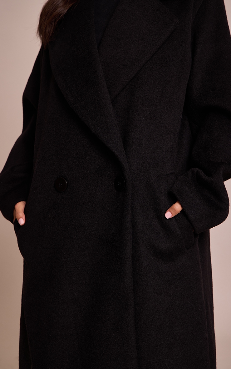 Petite Black Brushed Wool Maxi Coat image 4
