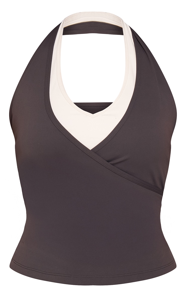 Charcoal V Front Double Layer Gym Vest image 5