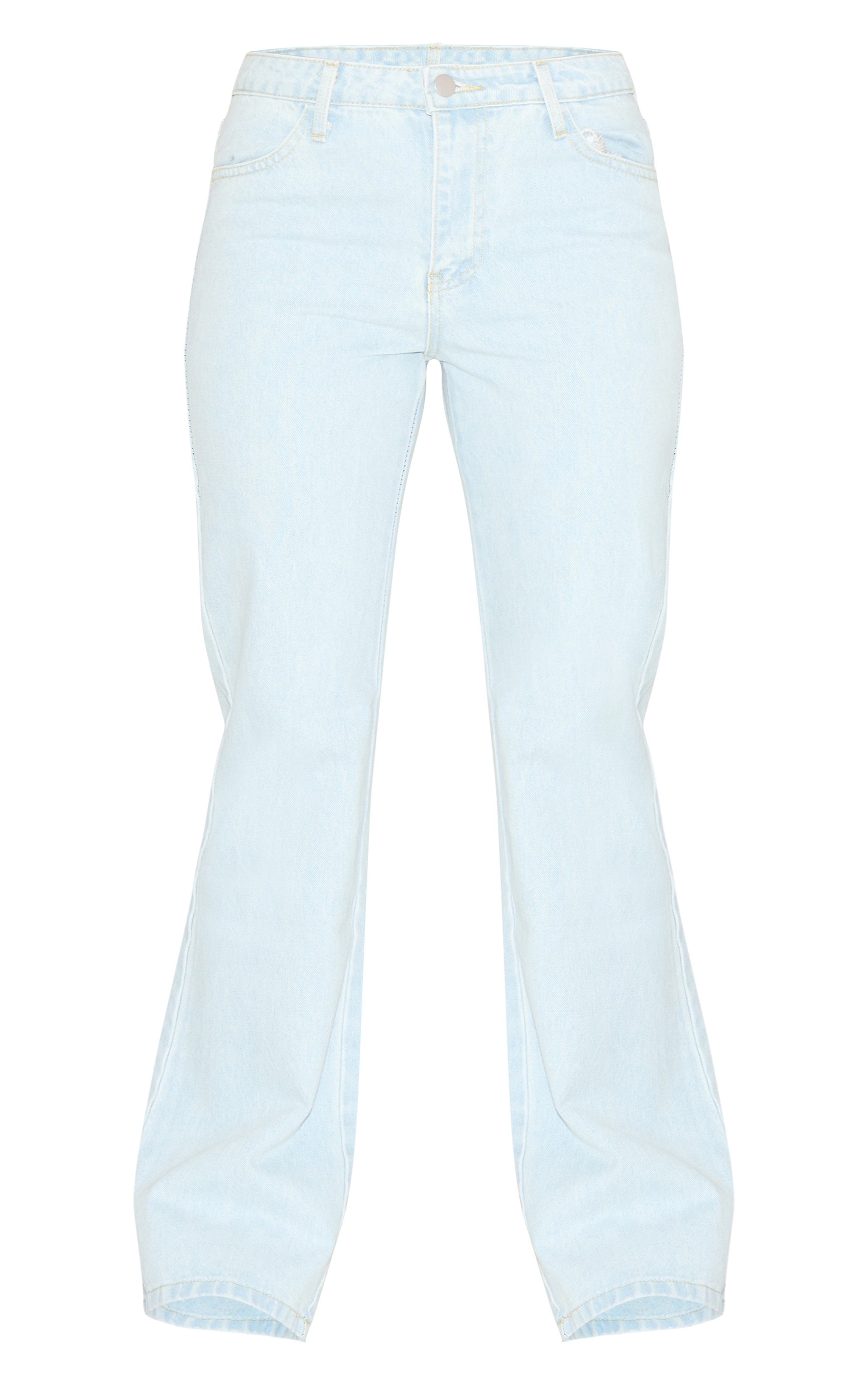 Light Blue Mid Waist Straight Leg Jeans image 5