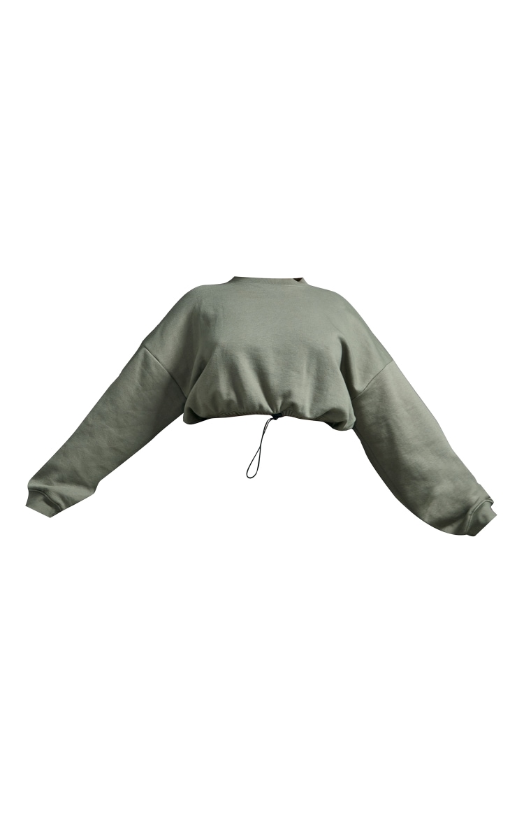 Plus Khaki Toggle Hem Crop Sweatshirt image 5