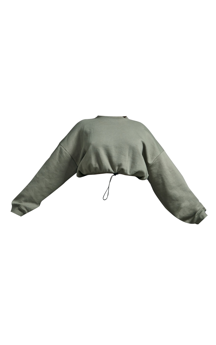  Plus Khaki Toggle Hem Crop Sweatshirt image 5