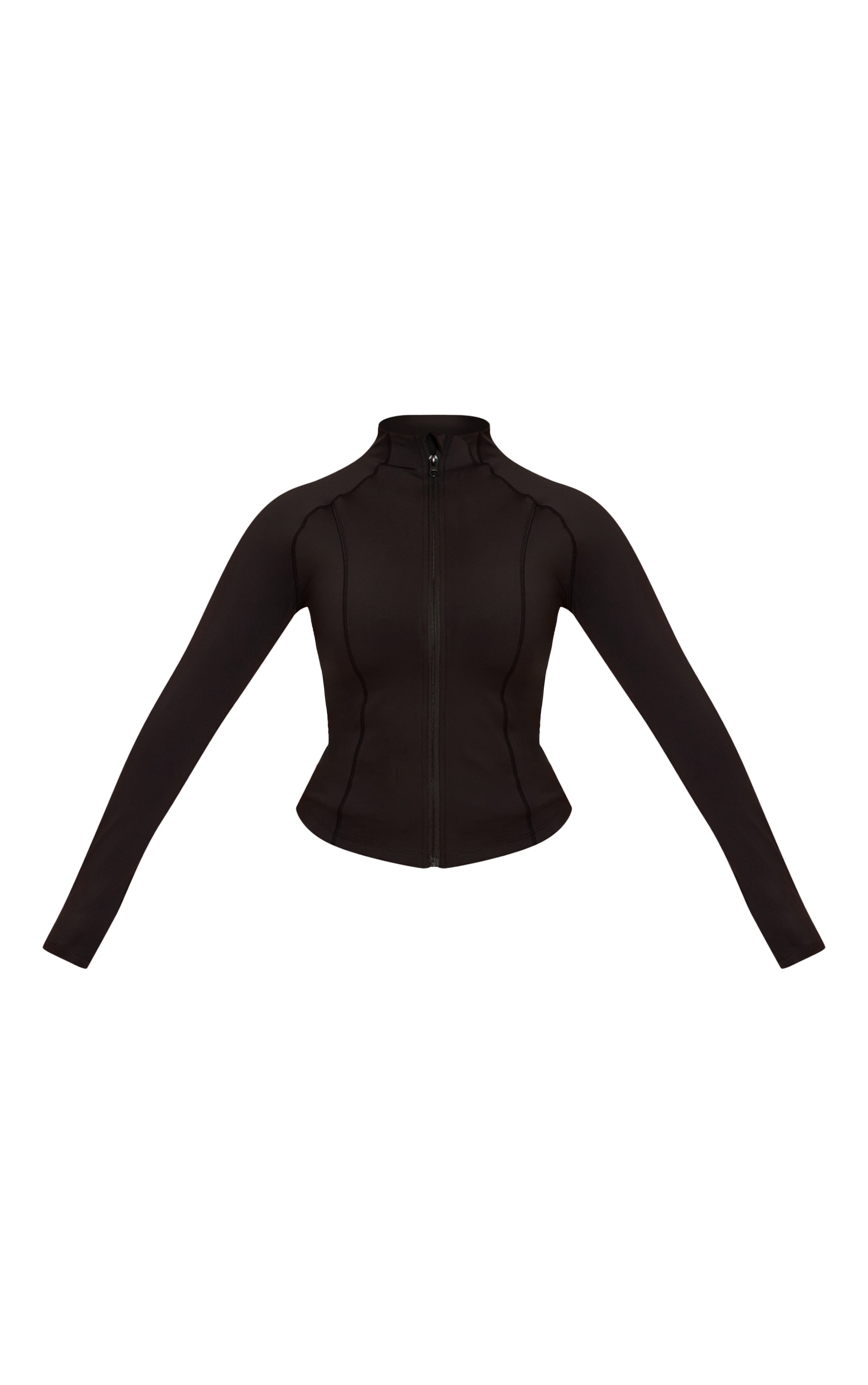 Shape Black Sculpt Seam Detail Long Sleeve Zip Front Jacket image 5