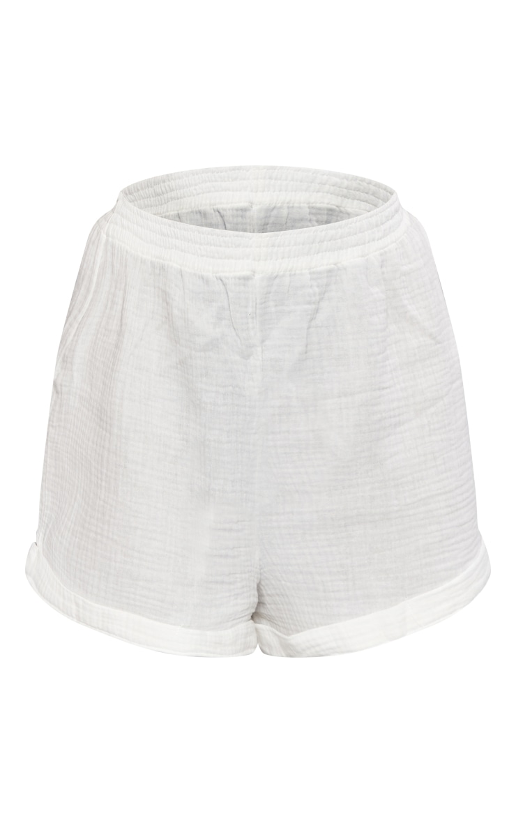 Plus Short fluide texturé blanc effet lin image 6