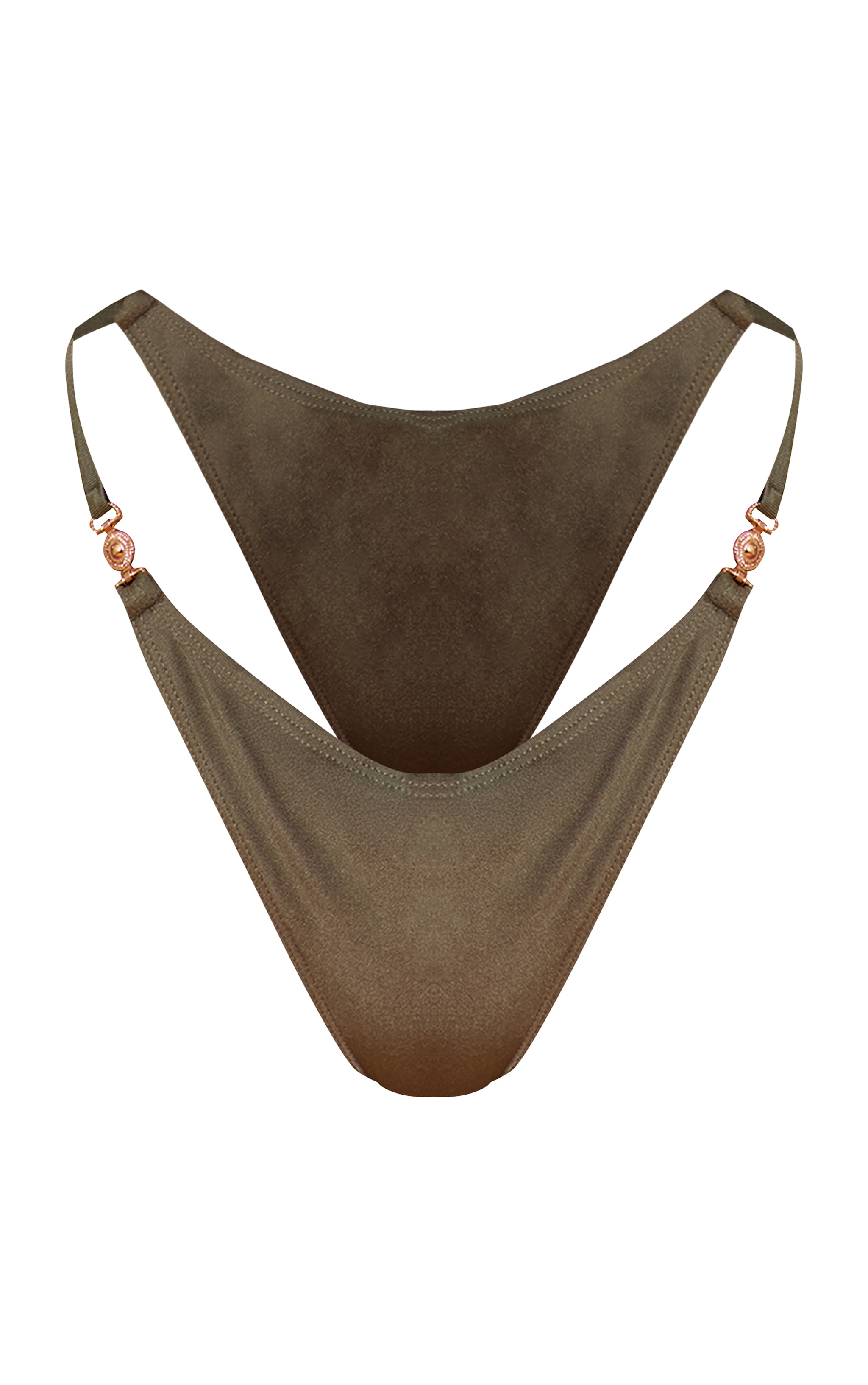 Sage Gold Trim Detail Tanga Thong Bikini Bottoms image 5