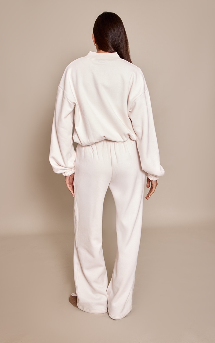 PLT Jogging droit en coton polaire crème image 3