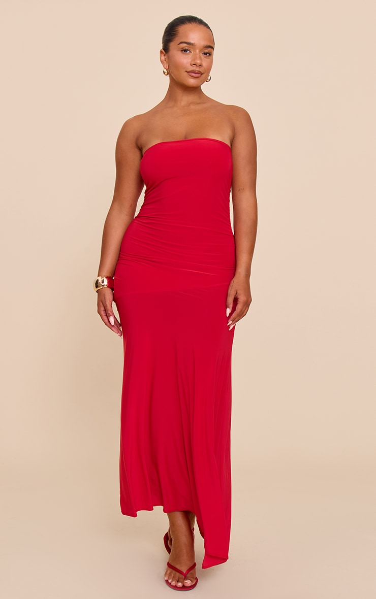 Shape Red Ruched Bandeau Midaxi Dress image 1