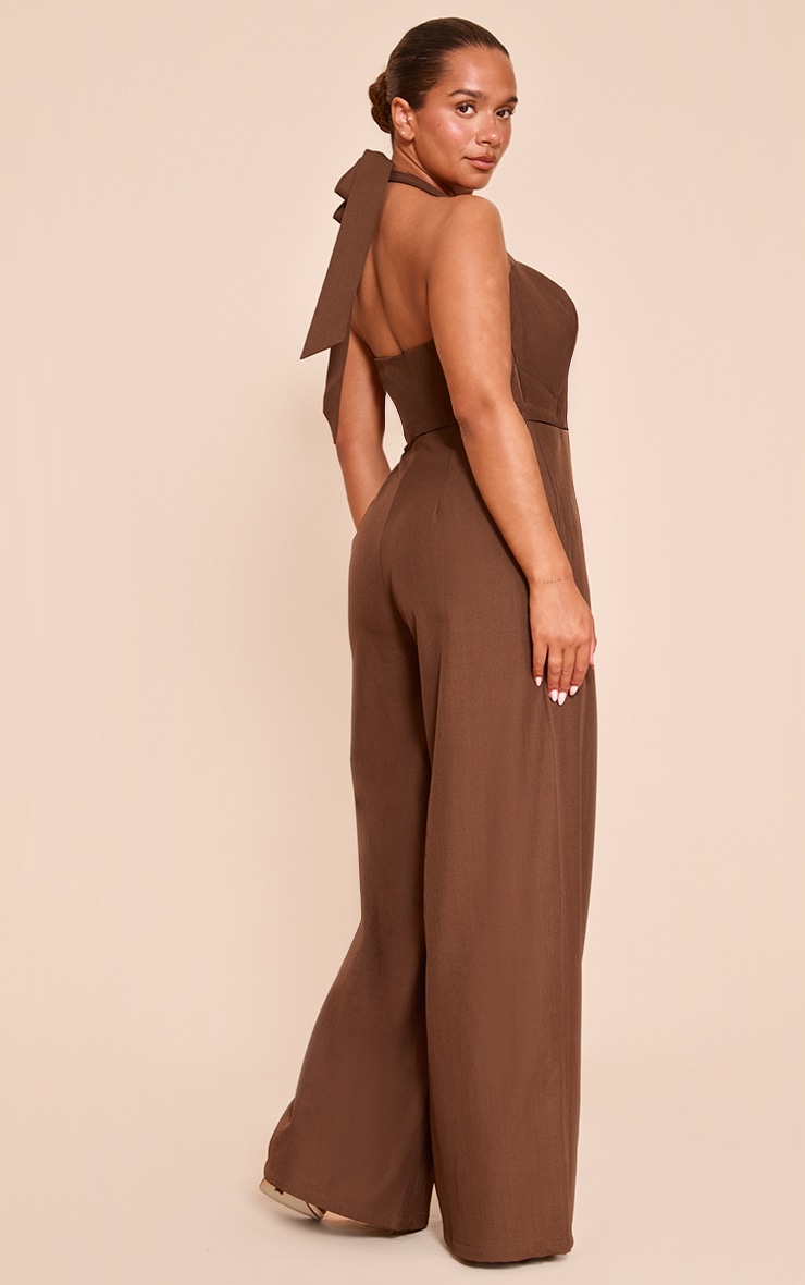 Shape Mocha Tailored Halterneck Wide Leg Jumpsuit image 2