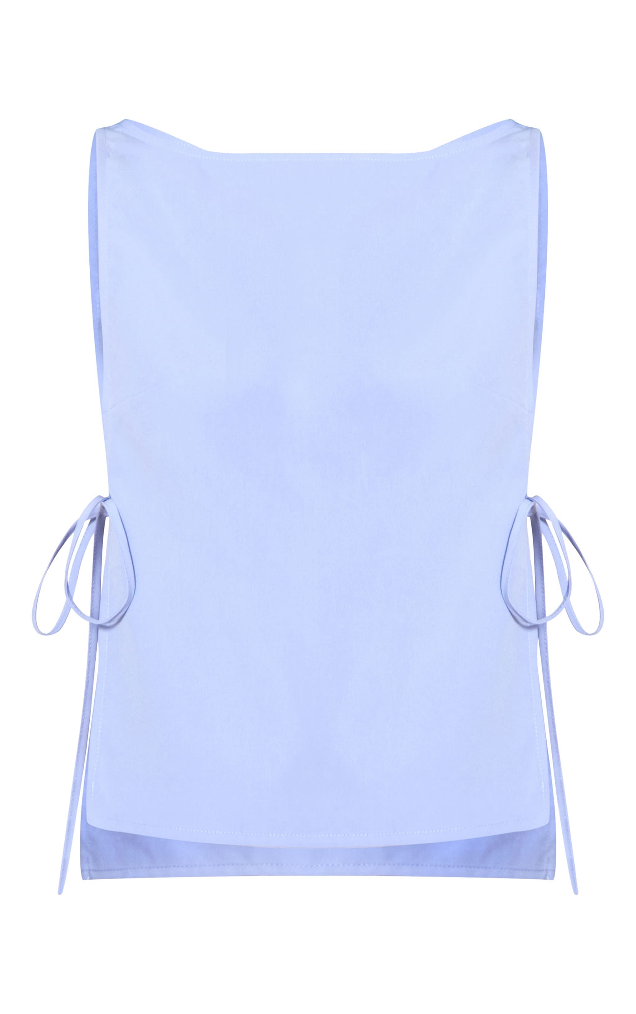 Sky Blue Woven Open Tie Side Long Top image 5
