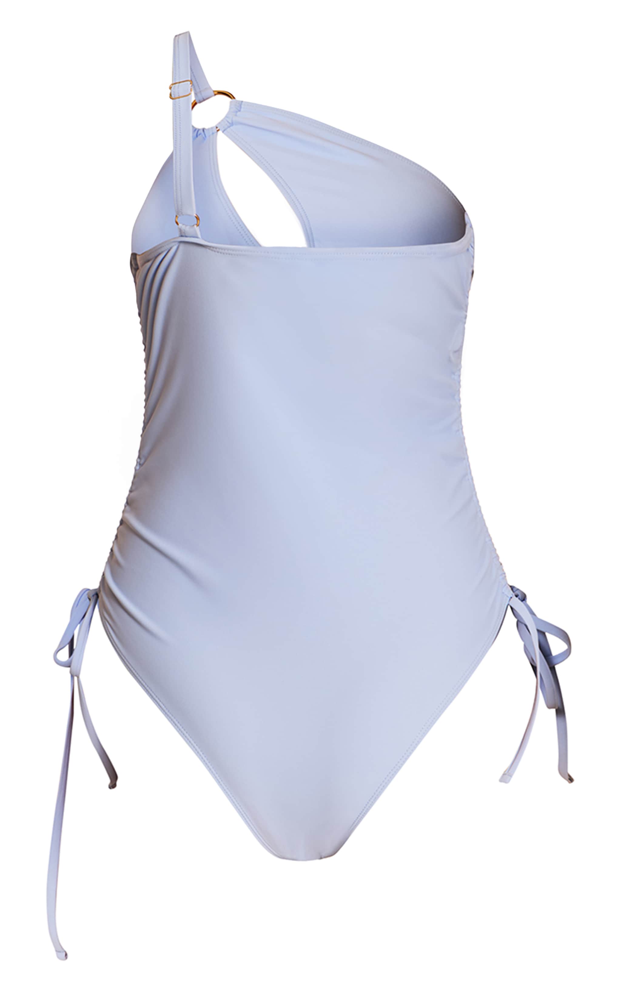 Maillot de bain bleu à épaule unique et armatures image 6