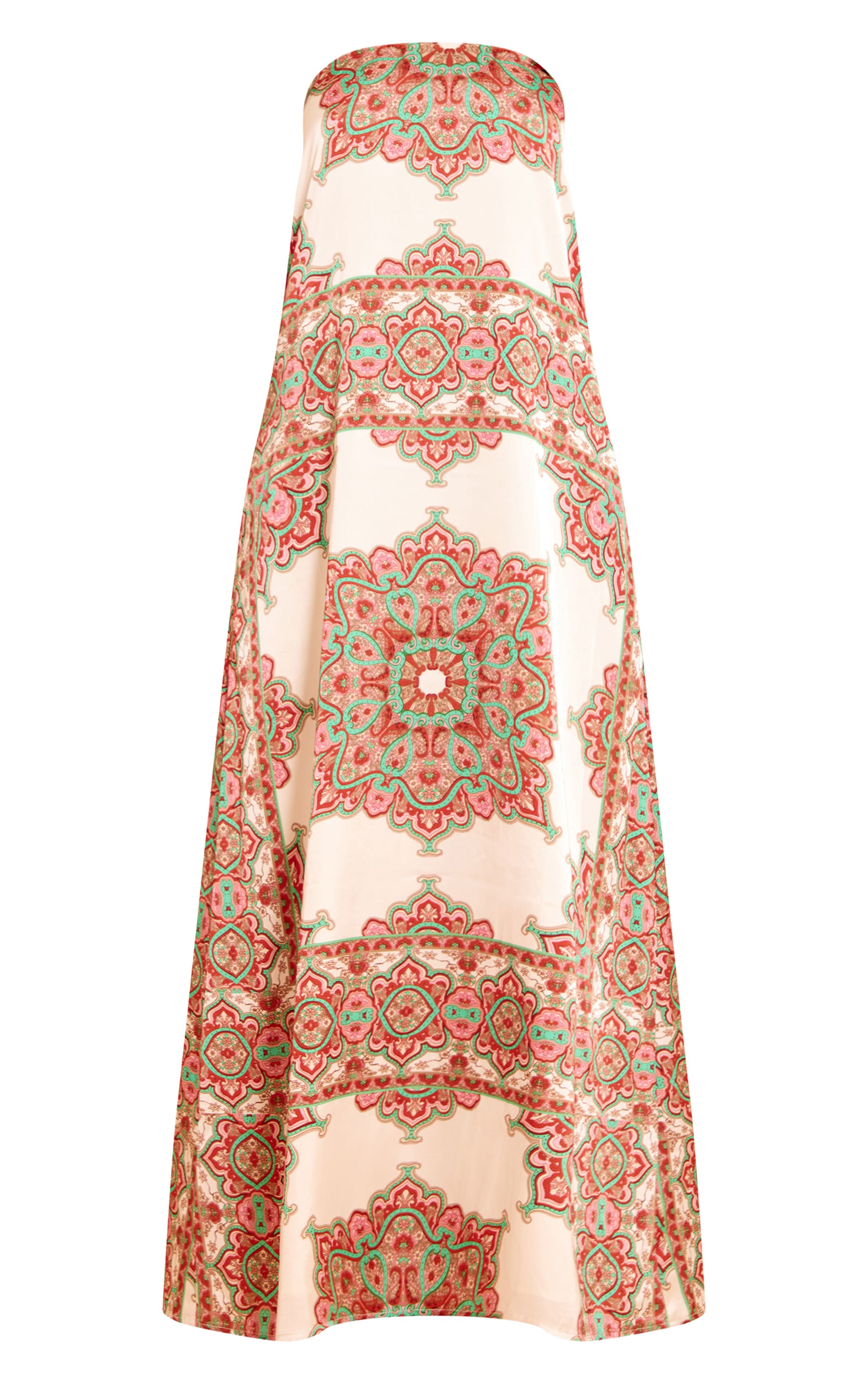 Multi Satin Paisley Print Bandeau Maxi Dress image 5
