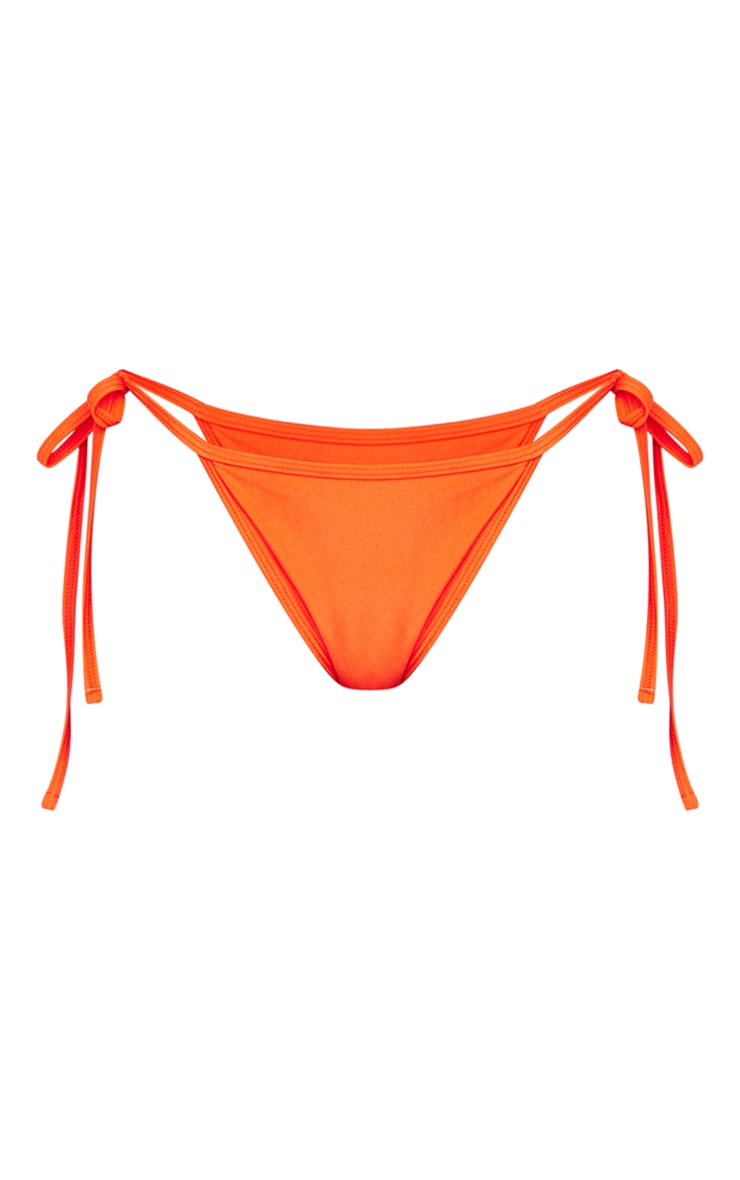 Bas de maillot de bain string orange noué sur les côtés Mix Match PrettyLittleThing FR