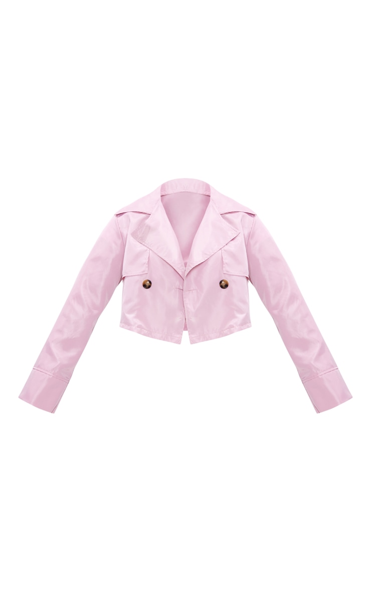 Pink Shell Cropped Trench Coat image 5