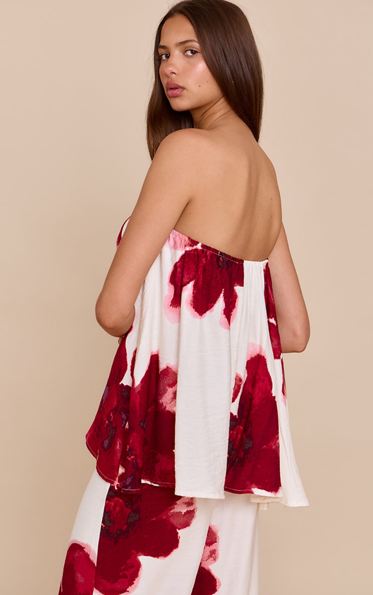 Multi Floral Print Floaty Bandeau Top image 1