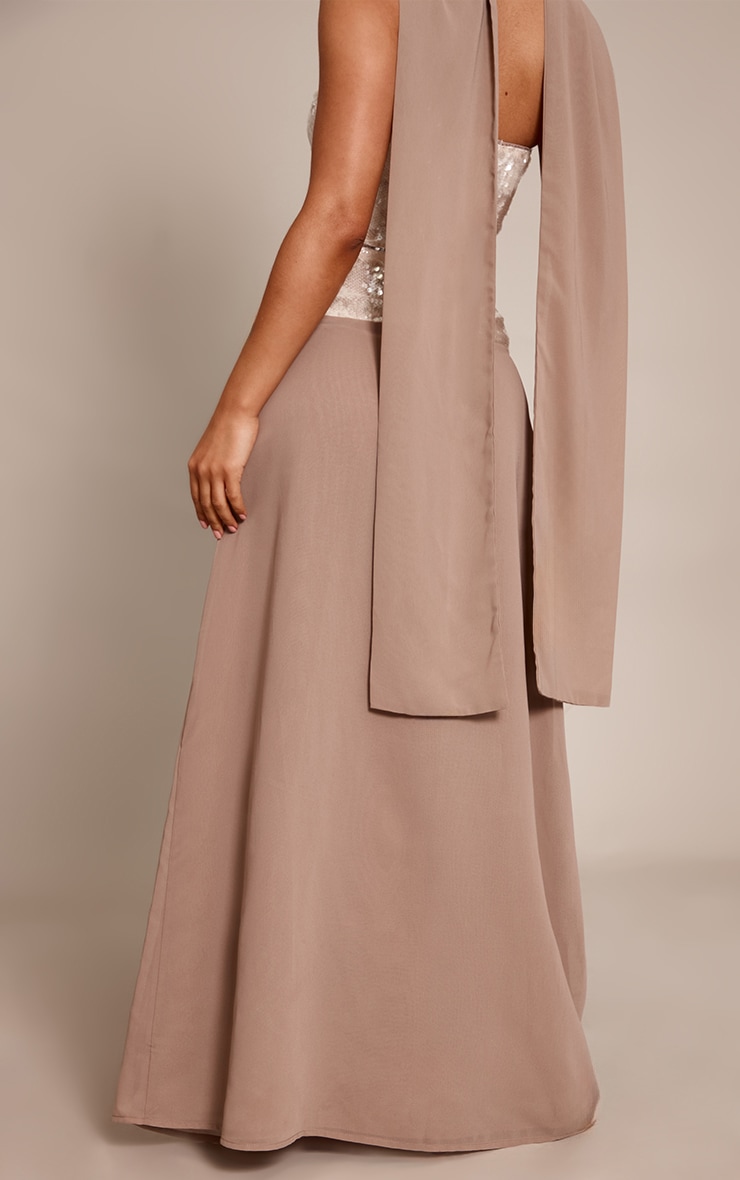 Petite Champagne Sequin Waistband Maxi Skirt  image 3
