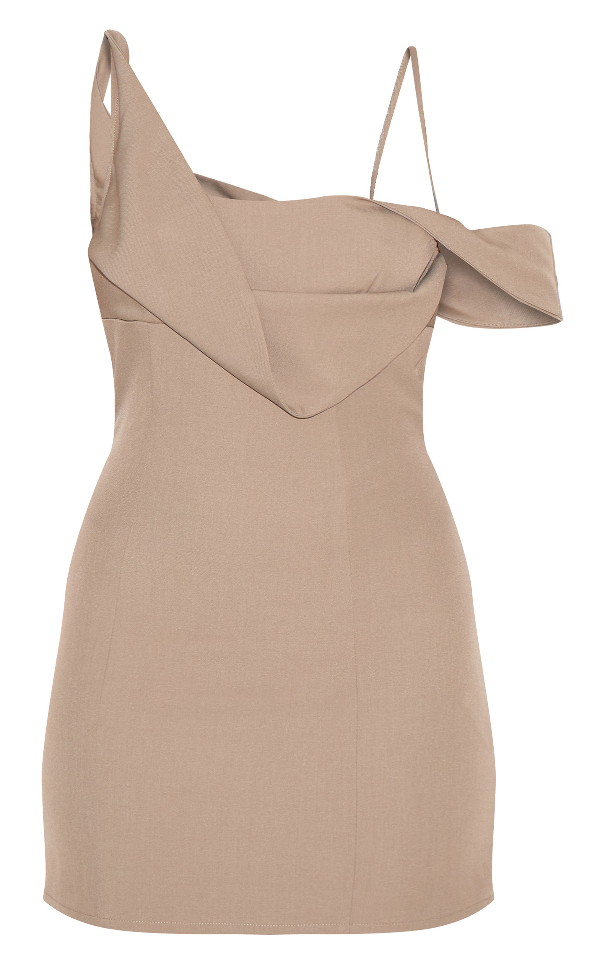 Taupe Woven Drape Mini Dress image 5