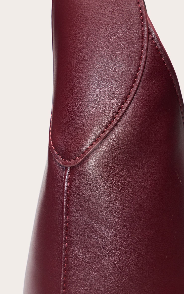 Tote bag structuré en PU bordeaux image 5