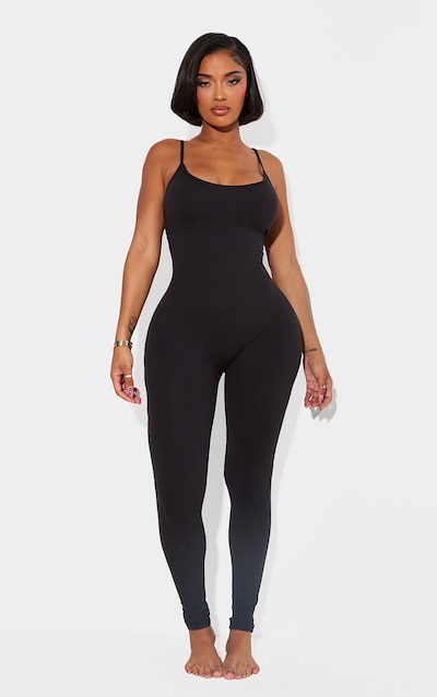 Shape Black Sculpted Strappy Jumpsuit