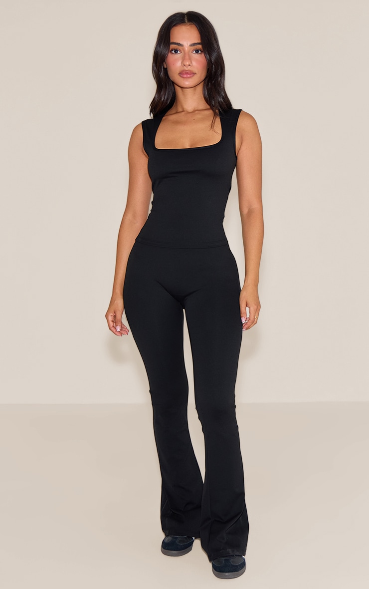 Petite Black Sculpt Square Neck Gym Top image 3