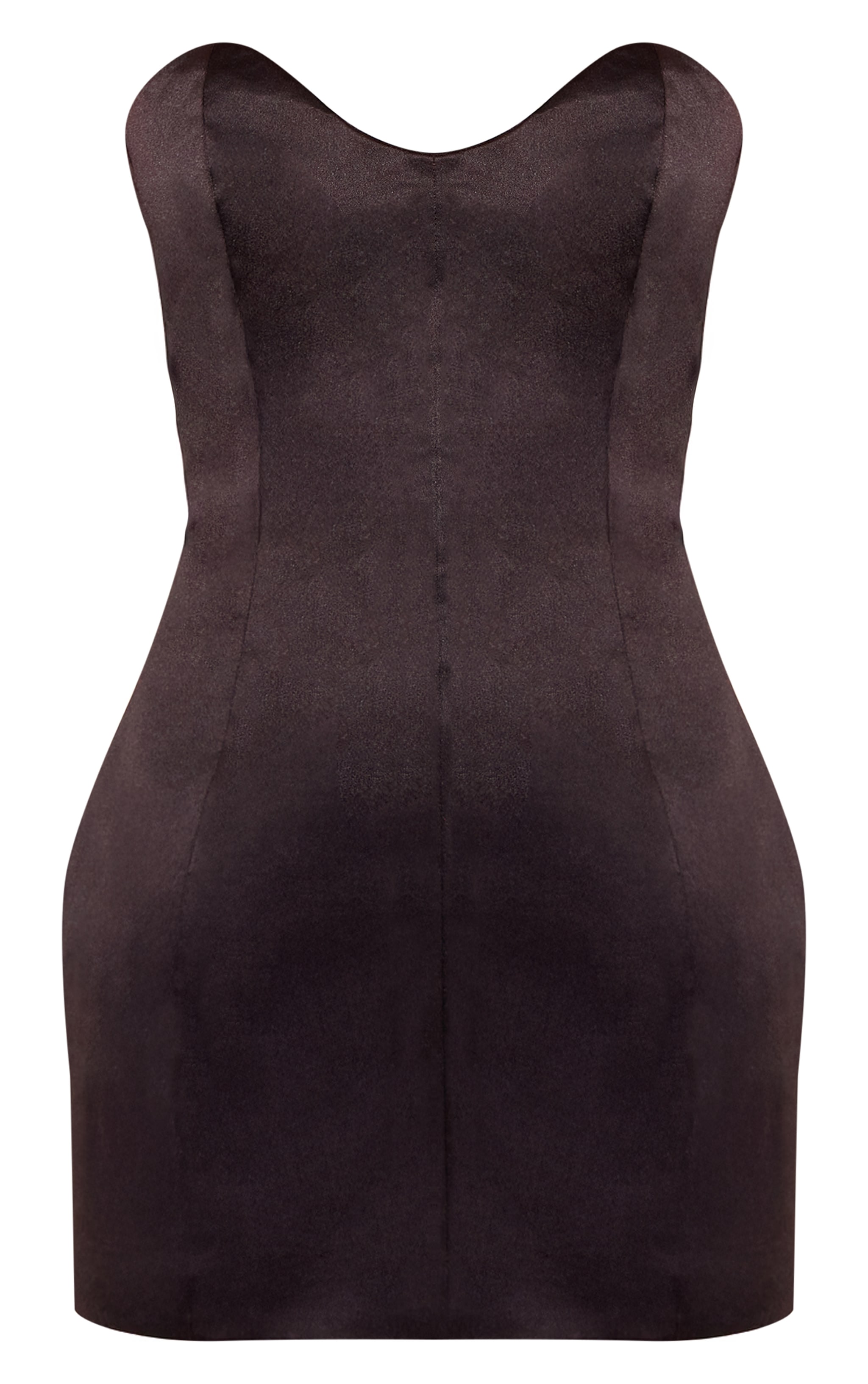  Chocolate Satin Sweetheart Neckline Mini Dress image 5