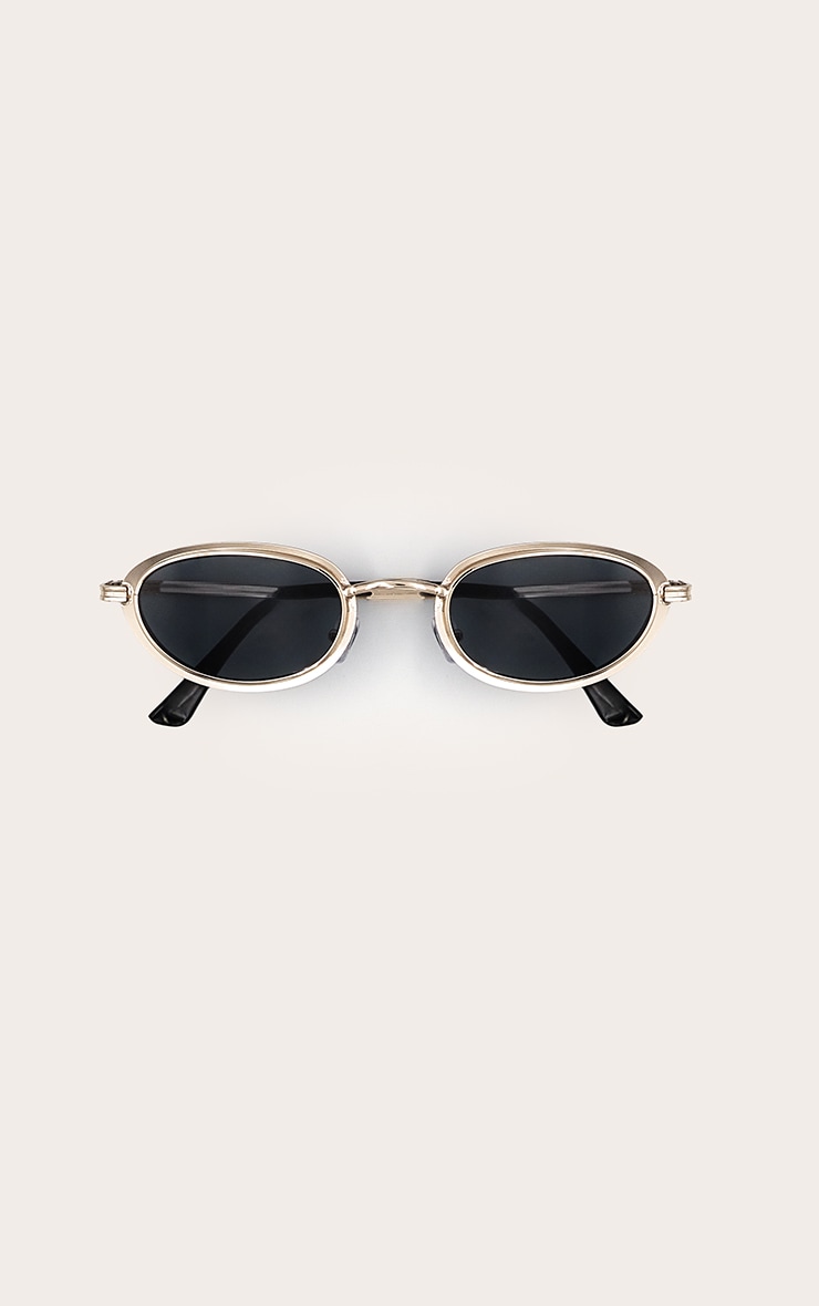 Gold Classic Textured Round Sunglasses image 2