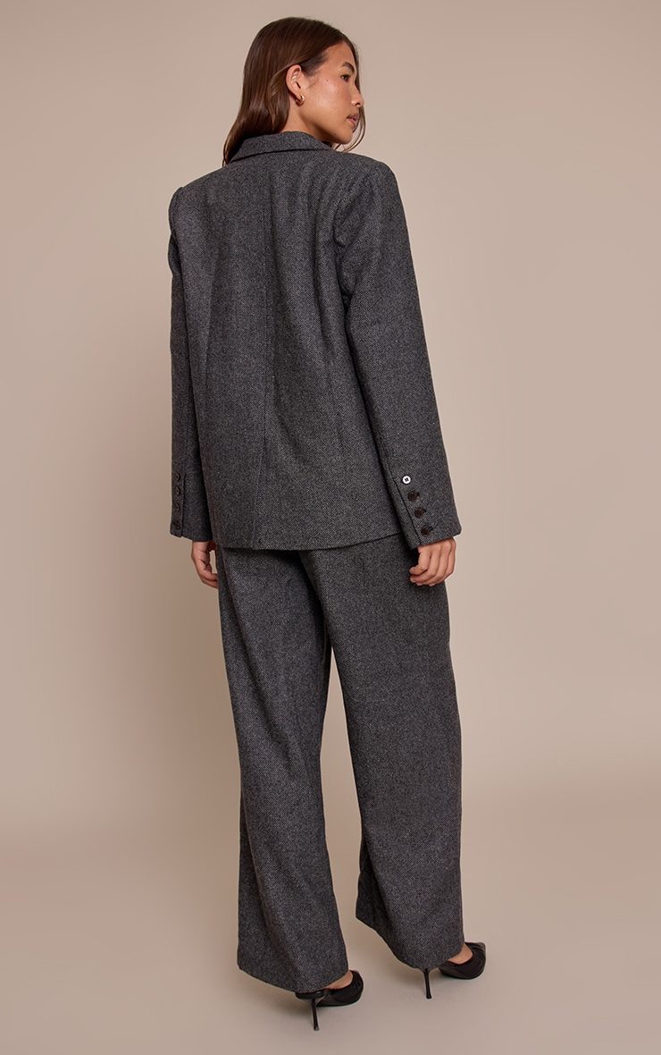Pantalon de tailleur brossé gris anthracite à pieds de poule image 3