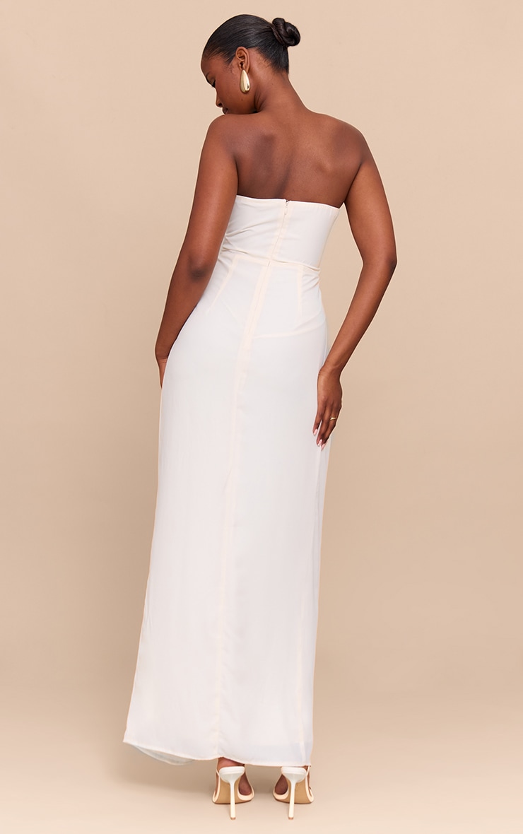 Cream Bandeau Corset Drape Detail Maxi Dress image 2
