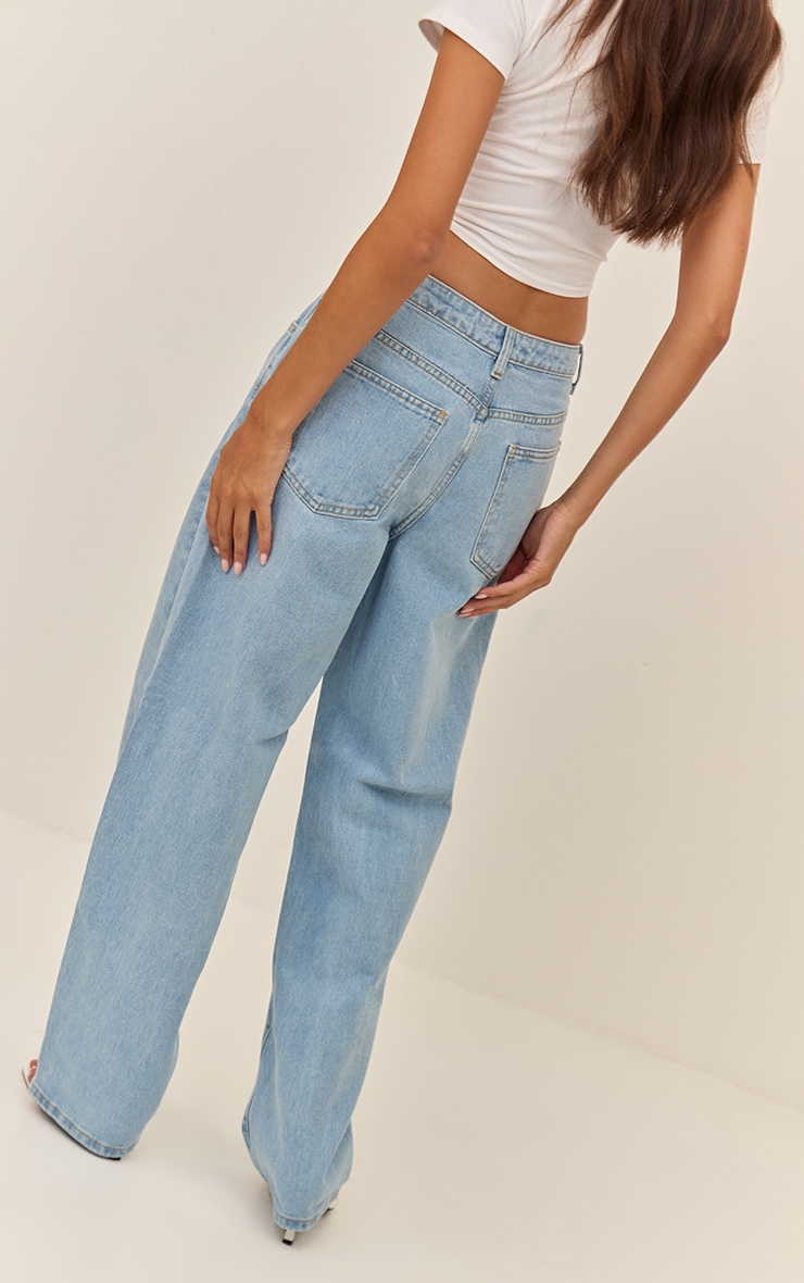 PRETTYLITTLETHING Jean boyfriend bleu clair délavé à taille haute image 3