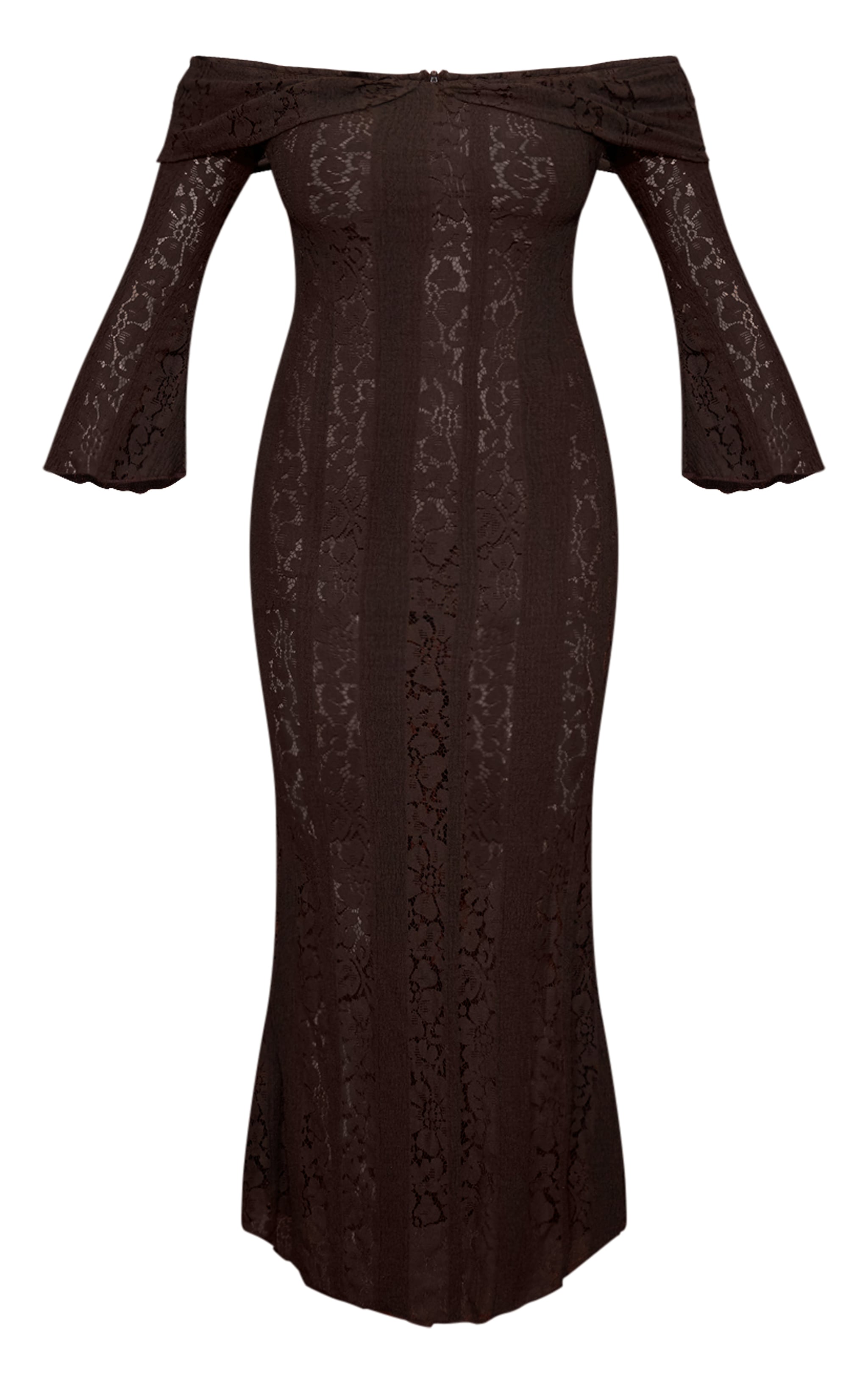 Chocolate Lace Fold Over Bandeau Maxi Dress image 5