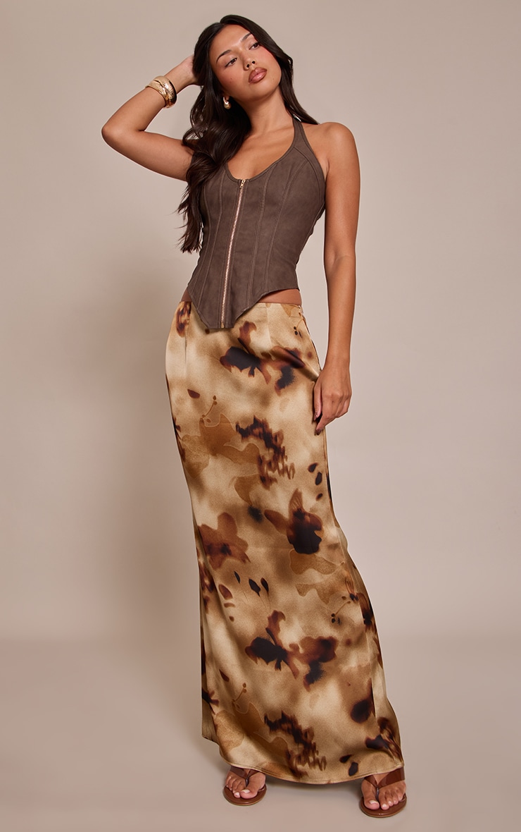 Corset en PU texturé chocolat à lisérés structurants image 3