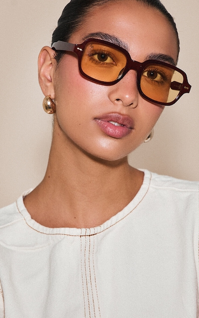 Jeepers Peepers Orange Square Frame Orange Lens Sunglasses