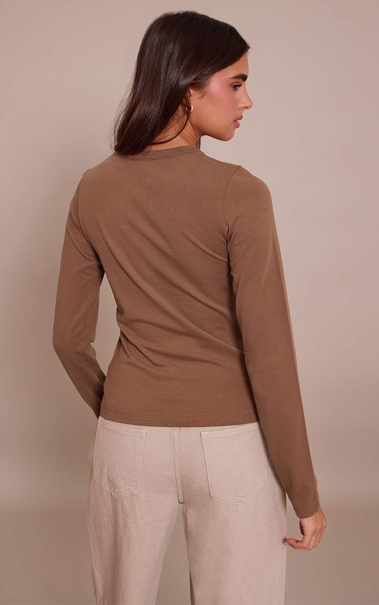 Mushroom Soft Cotton Crew Neck Longline Long Sleeve Top image 2