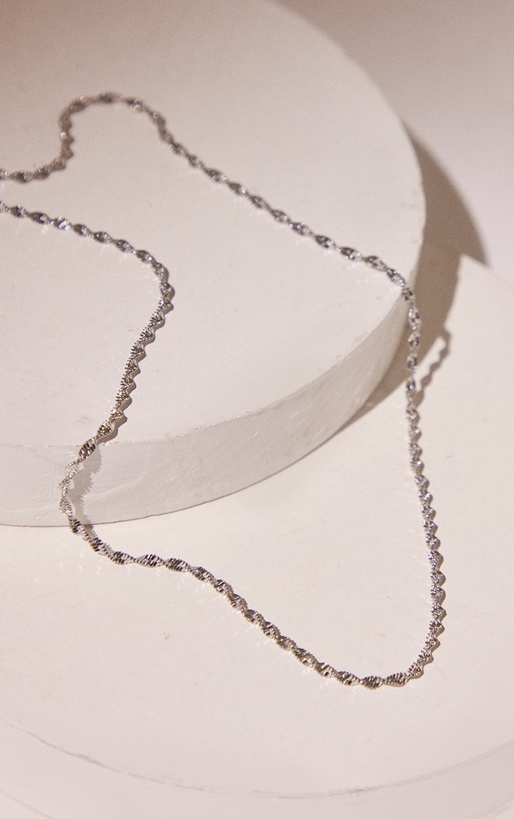 Silver Simple Twist Chain Layering Necklace image 3