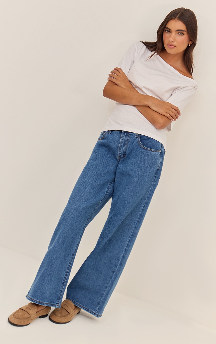 Dark Blue Low Rise Wide Leg Jeans image 2