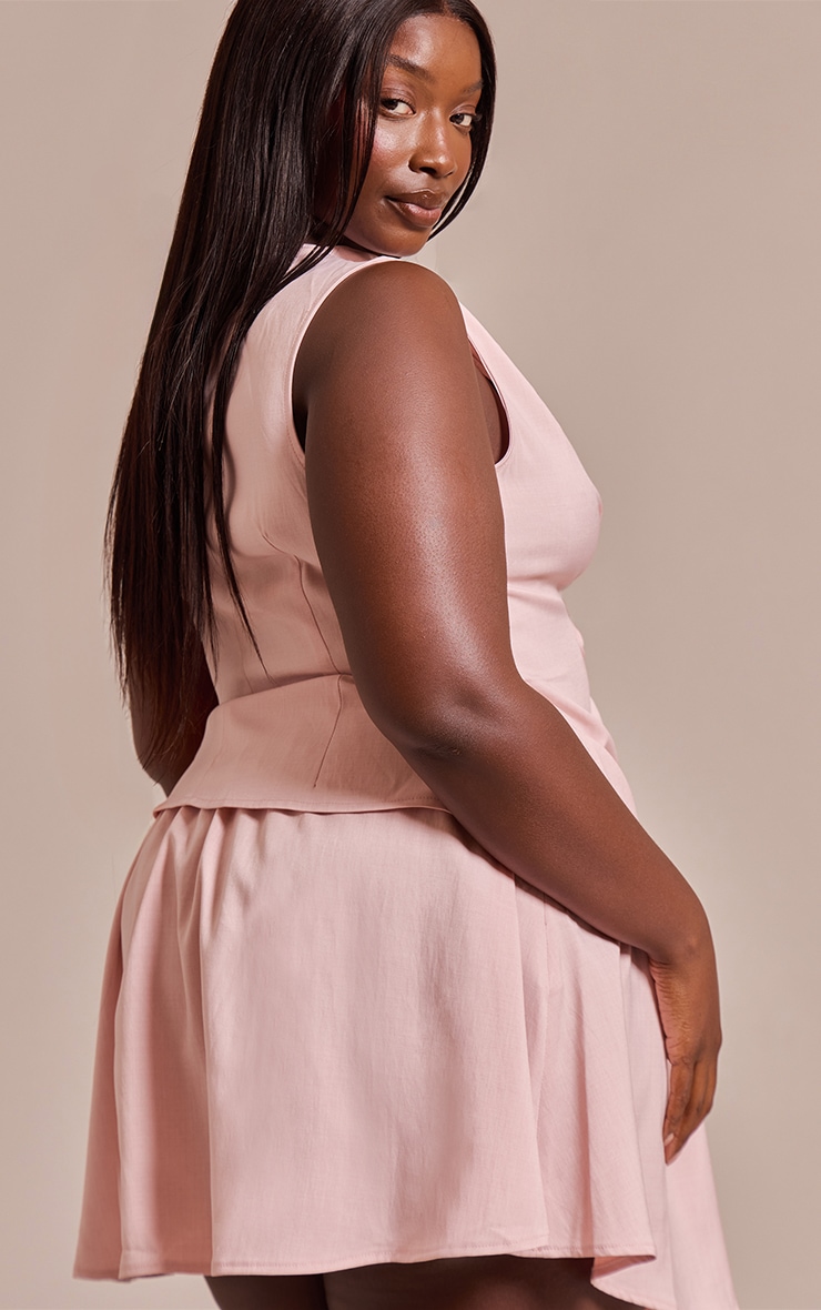 Plus Blush Woven Boat Neck Ruched Detail Shift Dress image 2