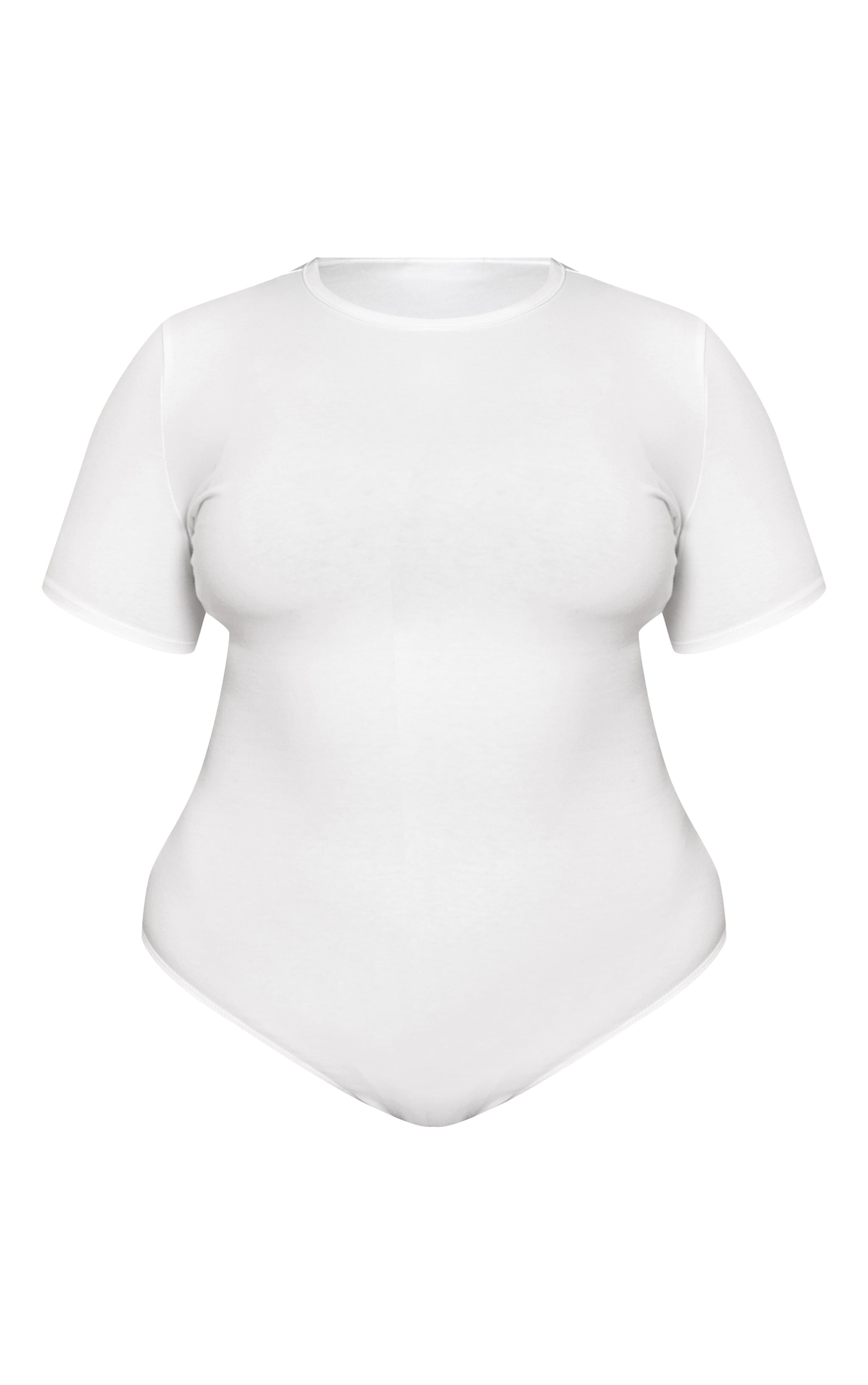 Plus White Cotton Crew Neck Short Sleeve Bodysuit image 5