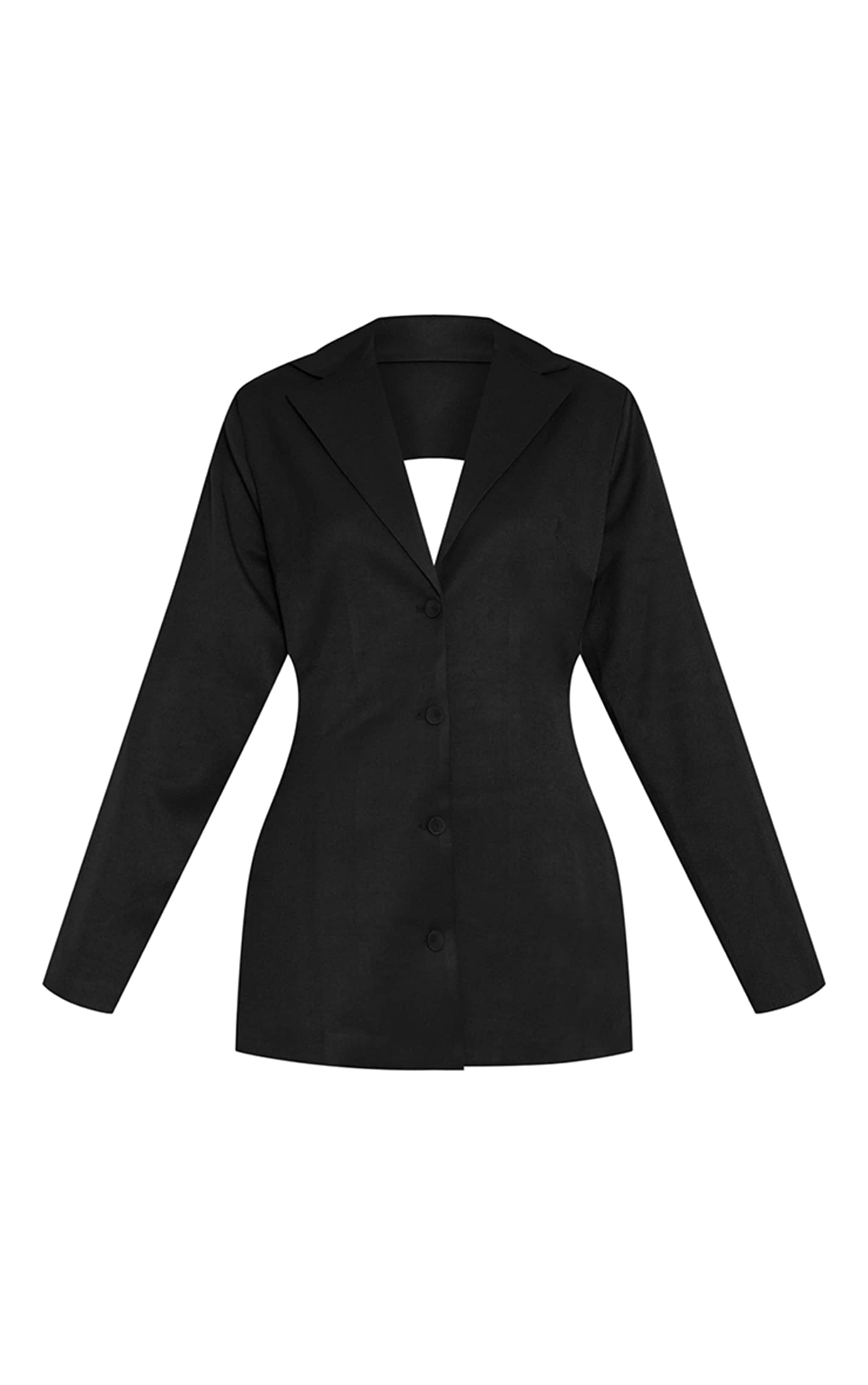 Black Woven Cowl Open Back Blazer Dress image 5