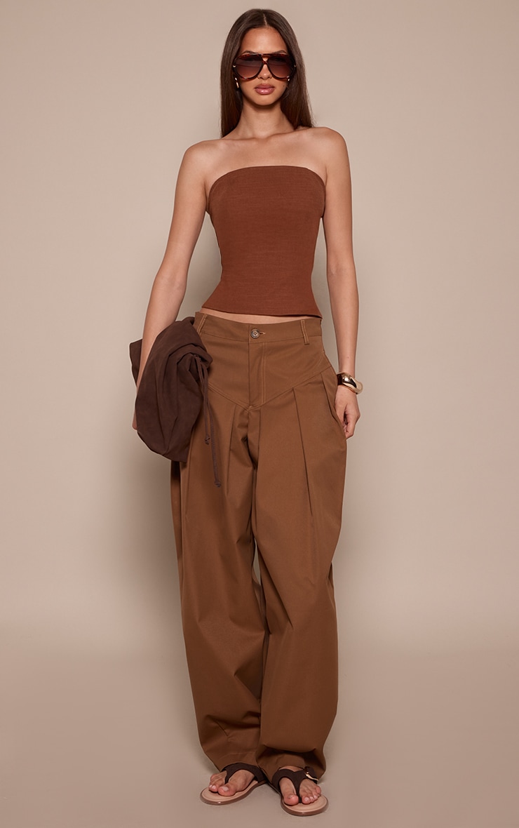 Chocolate Woven Bandeau Top image 3