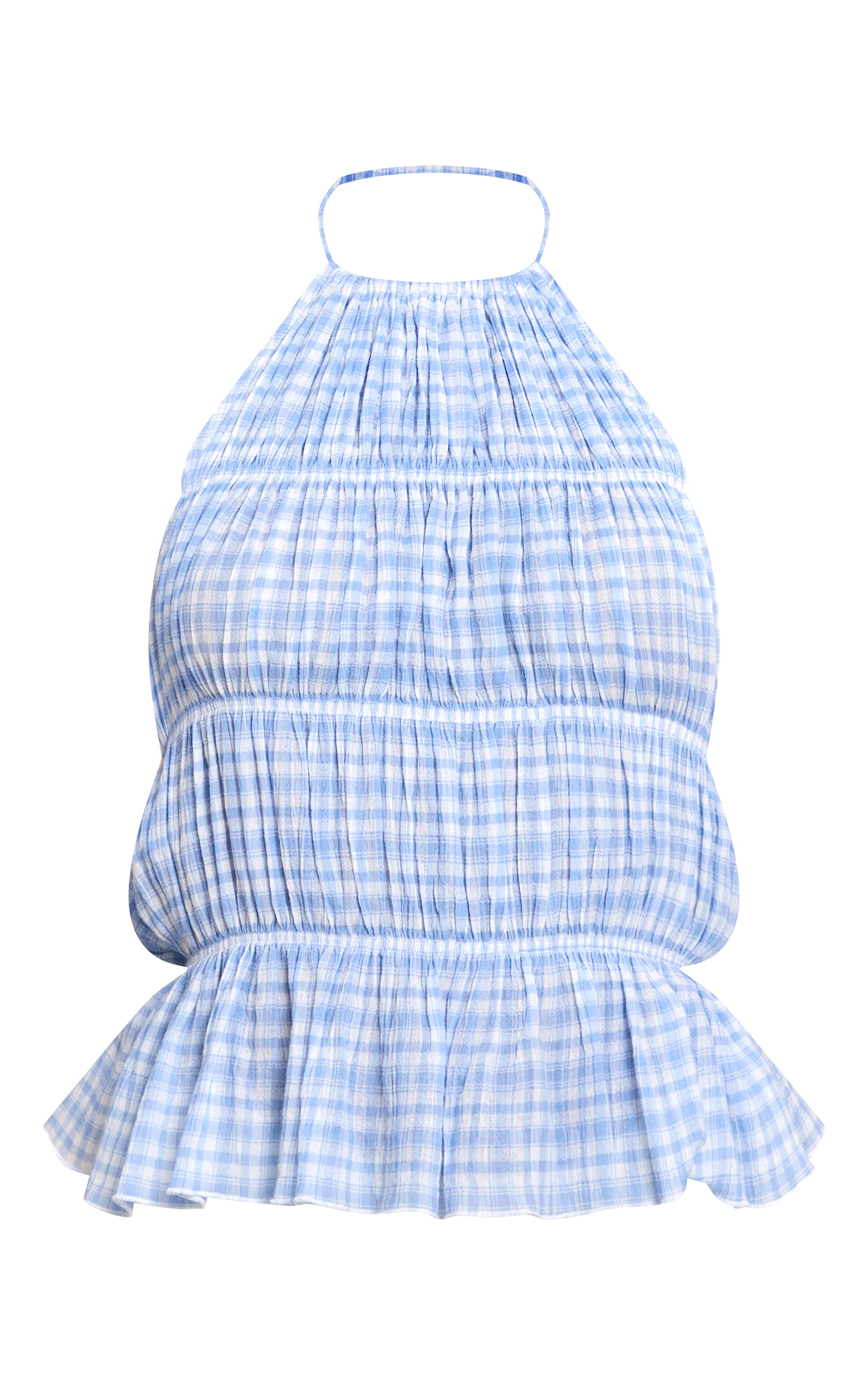 Blue Check Tiered Long Top | Tops | PrettyLittleThing USA