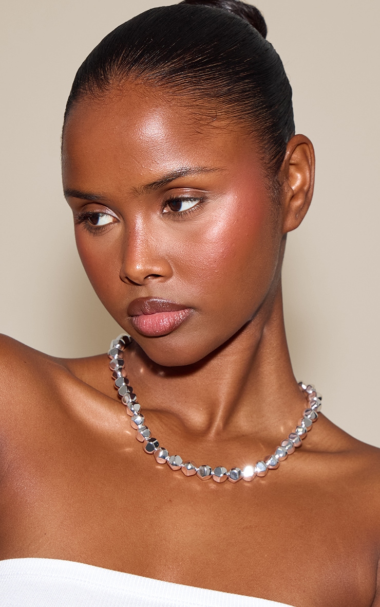 Silver Textured Bubble Chain Necklace image 1