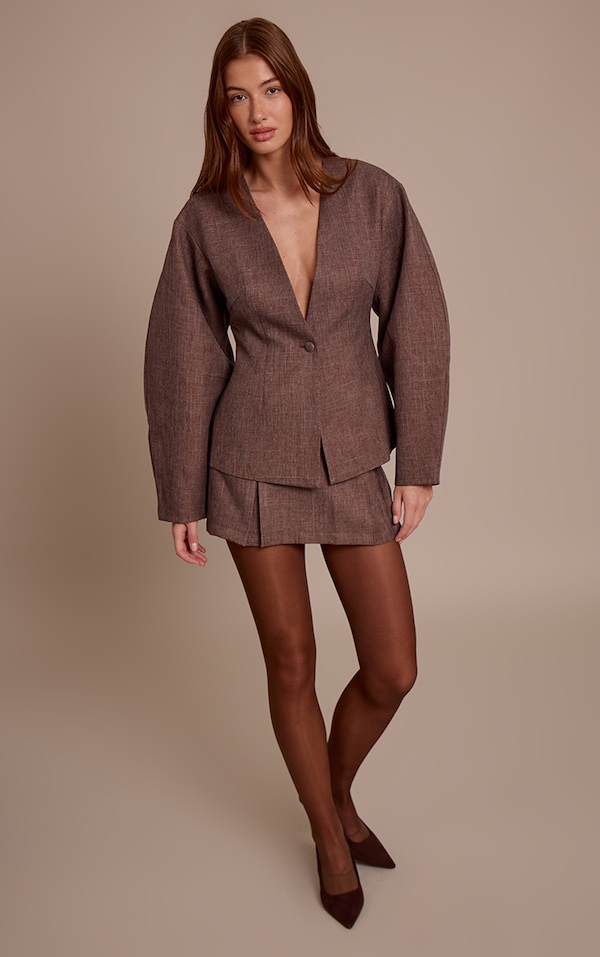 Light Brown Tailored Mini Skirt