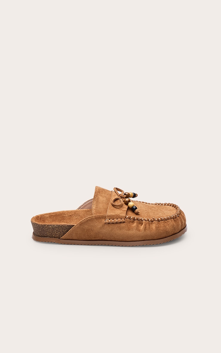 Tan Suede Tassel Detail Footbed Mule image 2
