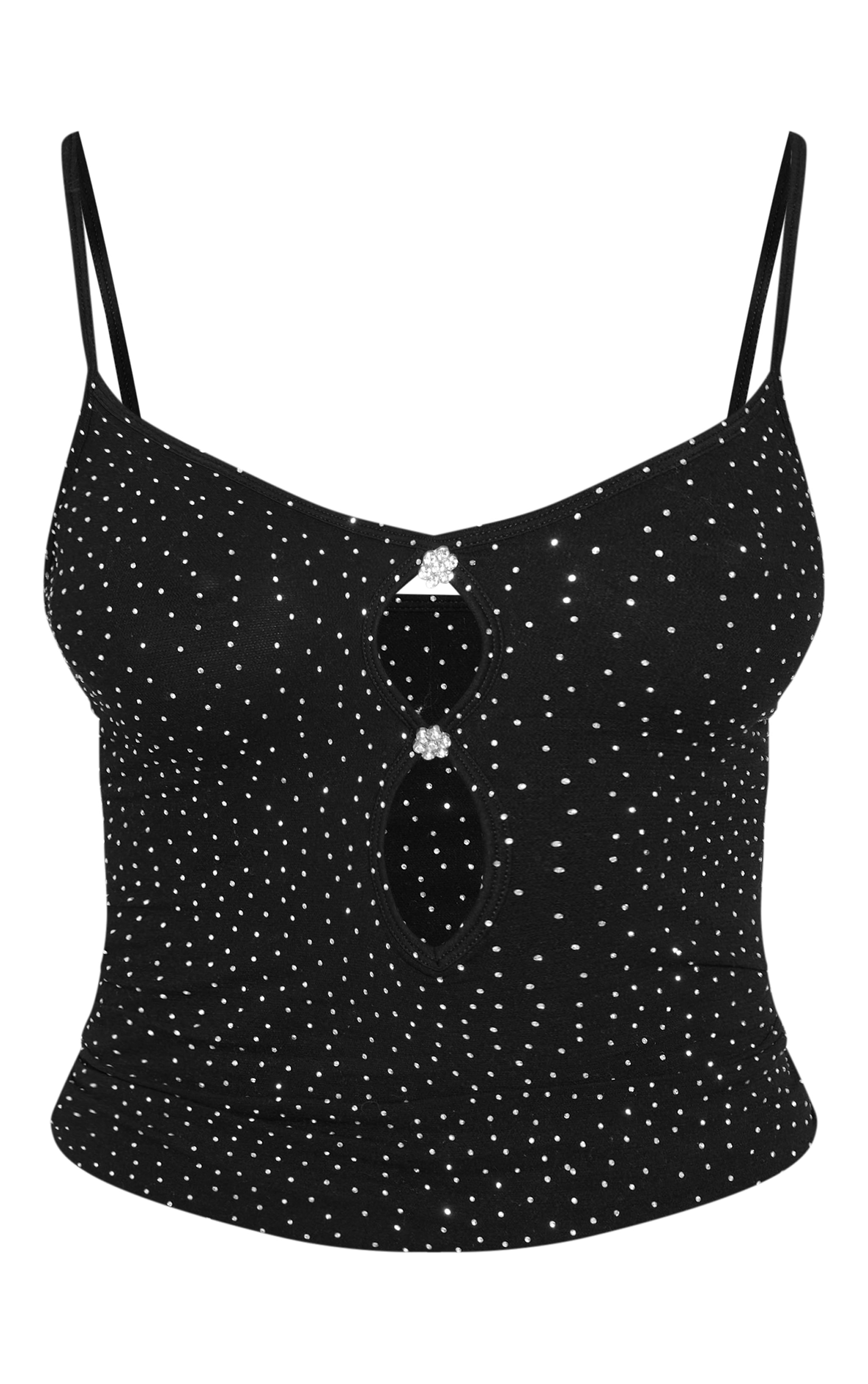 Black Seamless Hot Fix Cut Out Long Top image 5